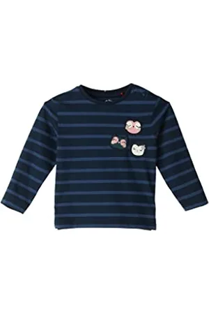 QS by s.Oliver Junior Baby Girls Langarmshirt gestreift, Dark Blue, 74