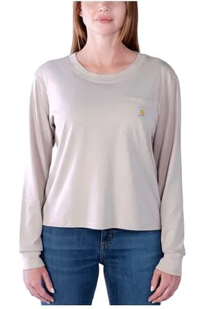Carhartt Relaxed Fit Leichtes Langarm-T-Shirt mit Tasche für Damen Lila M