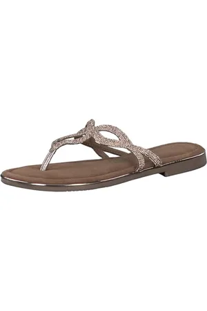 Marco Tozzi Damen Pantoletten Zehentrenner Glitzer, Metallisch , 37 EU