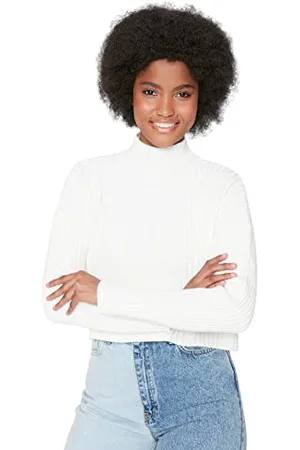 Trendyol Damen Rollkragenpullover, Einfarbig, Oversize Sweatshirt, , L