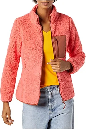 Amazon Damen Lange Sherpa-Jacke Mit Stehkragen, Durchgehendem Reißverschluss Und Gewebtem Saum (Erhältlich In Übergröße), , M