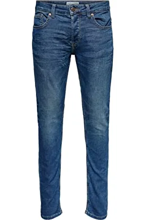 Only & Sons Herren O&S Slim Fit Jeans | Basic Hose Denim Pants ONSLOOM | Tapered Trousers Stoned Washed, Farben:Blau, Größe Jeans:33W / 30L