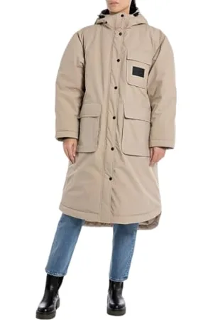 Replay Damen Mantel Regenjacke, (Beige), S