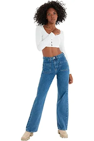 Trendyol Damen Blue Mobile Detailed High Waist 90