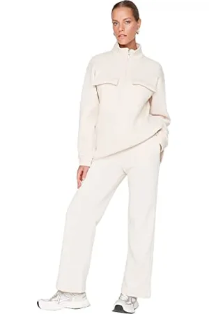 Trendyol Damen Herren Basic Mittlerer Bund Sweathose Sweatpants, Hellbraun, XL EU
