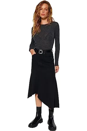 Trendyol Damen Gerade Midi Basic Rock Skirt, , 32