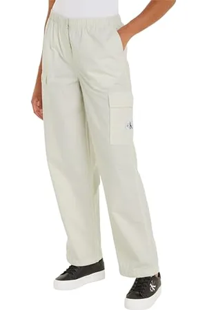 Calvin Klein Jeans Damen Hose Pant Cargo, Beige (Icicle), XS