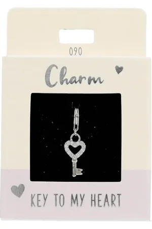 Depesche 11785-090 Charms Express yourself - Anhänger für Halsketten und Armband, Herzschlüssel, versilbert, als kleines Geschenk