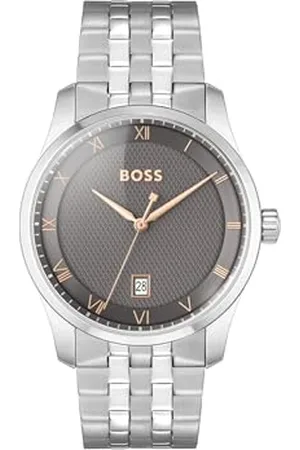 HUGO BOSS Uhr mit DREI-Zeiger-Quarzwerk für Herren Kollektion Principle mit Silbernes Edelstahlarmband - 1514116