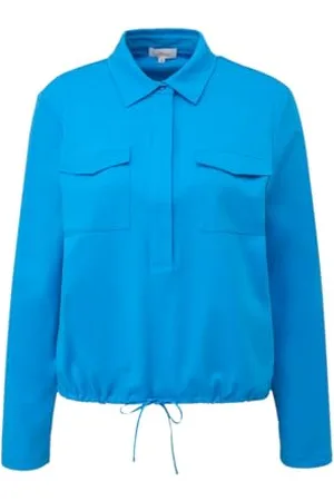 QS by s.Oliver Langarmshirt mit Polokragen und Tunnelzug