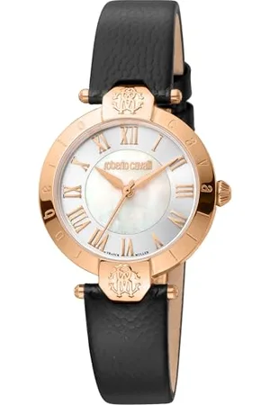 Roberto Cavalli Damen Analog Quarz Uhr mit Leder Armband RV1L166L0031