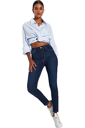 Trendyol Damen Gerade Schlank Hohe Taille Jeans