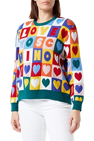 Moschino Damen Comfort Fit Long-sleeved Pulloverwith With Hearts pullover, , 40 EU