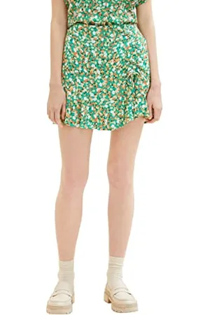 TOM TAILOR Damen 1036626 Blumenrock mit Volant, 31953-Green Flower Print, L