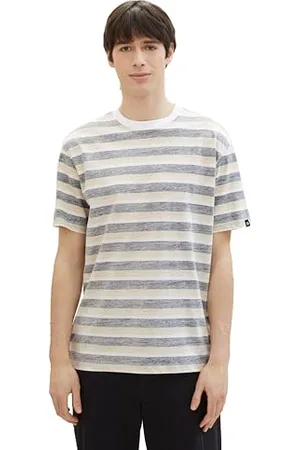 TOM TAILOR Herren Relaxed Fit Streifen T-Shirt aus Baumwolle, , M
