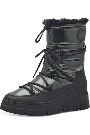 QS by s.Oliver Damen Stiefeletten zum Schnüren Wasserabweisend Vegan, Metallisch (Green), 37 EU