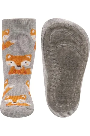 Ewers Stoppersocken Fuchs, Socken mit Antirutschsohle für Jungen, Anti-Rutsch-Socken mit Gummisohle, MADE IN GERMANY, 1 Paar rutschfeste Kindersocken für Jungs, Größe 21-22