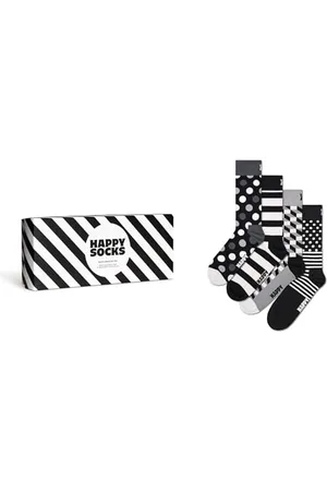 Happy Socks Classic Black & Whites Gift Set Half Socks 4 Pairs EU 36-40