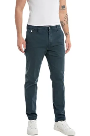 Replay Herren Chino Benni Regular-Fit Hyperflex X-Lite mit Stretch, (Blau), 28W / 30L