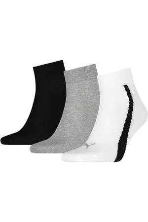 PUMA Unisex Quarter Socken, Weiß/Grau/Schwarz, 43/46 (3er Pack)