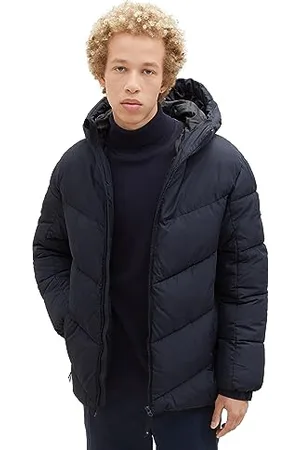 TOM TAILOR Herren 1037386 Puffer-Jacke mit Kapuze, 10668-sky Captain Blue, S