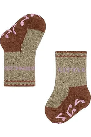 Falke Unisex Baby Little Dancer B HP Baumwolle Rutschhemmende Noppen 1 Paar Hausschuh-Socken, Beige (Cake 4072), 62-68