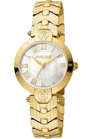 Roberto Cavalli Damen Analog Quarz Uhr mit Edelstahl Armband RV1L166M0051