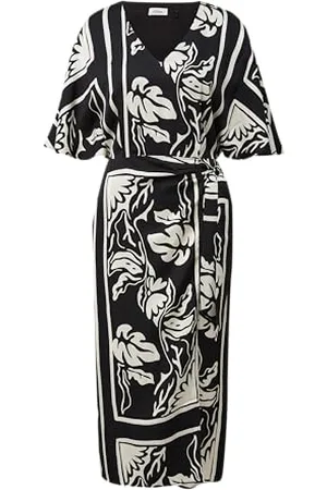 QS by s.Oliver Satiniertes Viskose-Kleid mit All-Over-Print schwarz 34