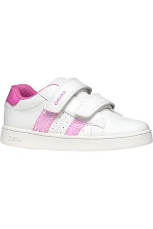 Geox J ECLYPER Girl A Sneaker, White/Fuchsia, 27 EU