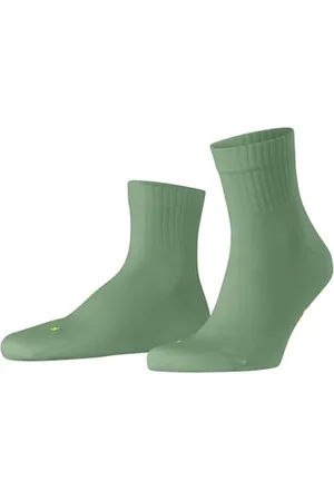 Falke Unisex Run U SSO Baumwolle Funktionsmaterial einfarbig 1 Paar Socken, Grün (Nettle 7447) -Gerippter Schaft, 35-36