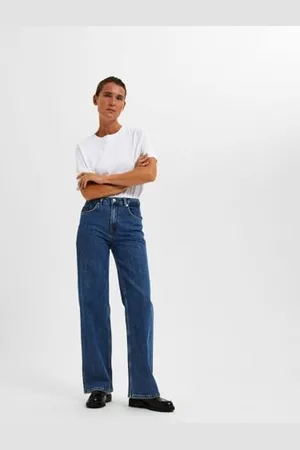 SELECTED Damen SLFALICE HW WIDE LONG MID BLU JEANS NOOS, , 30W / 32L EU