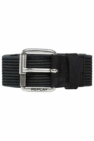 Replay Herren Gürtel aus Stoff, (Schwarz), 90