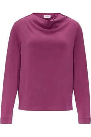 QS by s.Oliver Fließendes Langarmshirt mit Wasserfall-Kragen Fuchsia 38