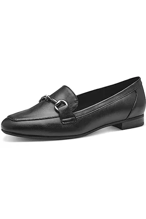 Marco Tozzi Damen Loafer ohne Absatz aus Kunstleder Elegant, (Black), 37
