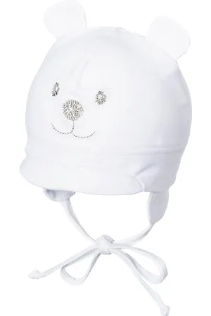 Sterntaler Unisex Schirmmütze mit Bindebändern, Nackenschutz und niedlichem Bärchen-Motiv, Alter: 1-2 Monate, Größe: 35