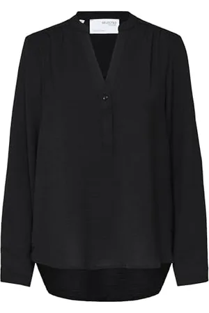 SELECTED Damen SLFMIVIA LS B NOOS Long Sleeve Top, Black, 38