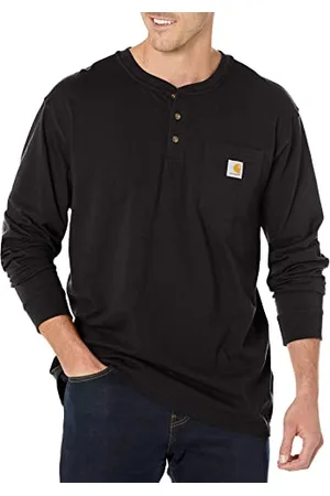 Carhartt Herren Loose Fit, schweres, langärmliges Pocket Henley-T-Shirt, , M