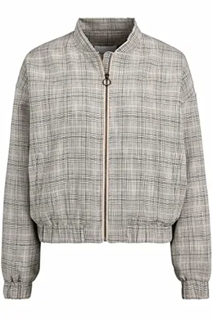 Tamaris Damen Karierte Bomber Jacke ATLANTIS Grau 42