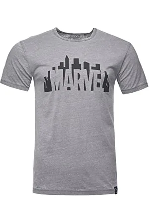 Recovered Clothing Herren T-Shirt Marvel City Logo - Grijs T Shirt, , S EU