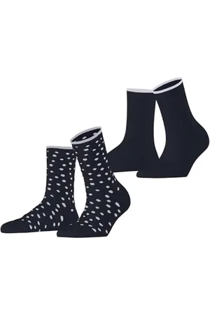 ESPRIT Damen Socken Sketched Dot Multipack W So Baumwolle gemustert 2 Paar, , 39-42