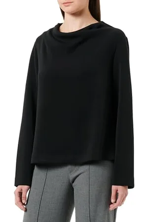 QS by s.Oliver Damen Sweatshirt mit Wasserfall Kragen Black, 34