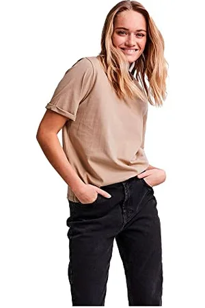 Pieces® Damen Pcria Ss Fold Up Solid Tee Noos Bc 17086970, ,S