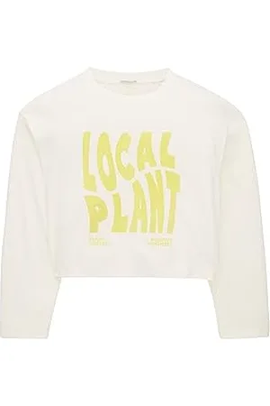 TOM TAILOR Mädchen 1038114 Cropped Langarmshirt mit Print, 12906-Wool White, 152
