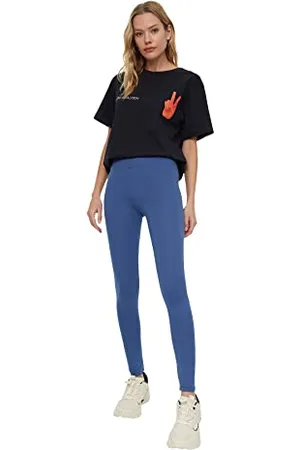 Trendyol Damen Hohe Taille Gestrickte Strumpfhose Leggings, , L EU