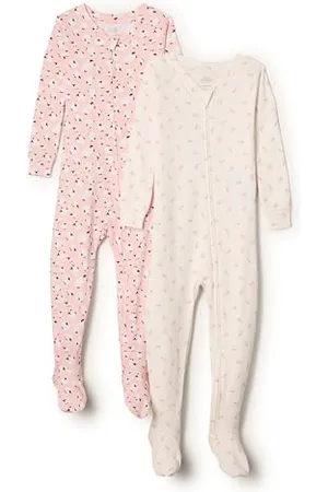 Amazon X Sofia Grainge Unisex Baby Eng anliegender Pyjama aus Baumwolle mit Fuß, 2er-Pack, , 0 Monate
