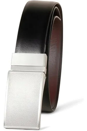 Amazon Herren Wendbarer, feiner Gürtel aus Leder mit Plakette - Auslauffarben, , 140