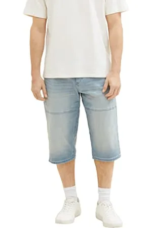 TOM TAILOR Herren 1036295 Max Overknee Bermuda Shorts, 10161-Light Stone Blue Grey Denim, 33