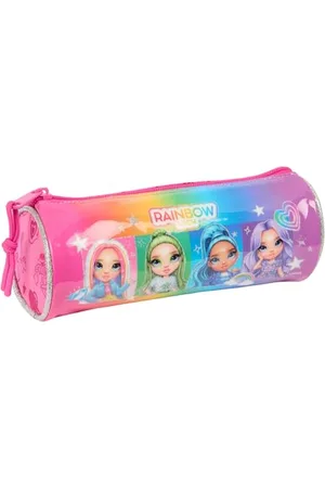 Safta Rainbow HIGH Shine Federmäppchen, rund, für Kinder, ideal für Kinder von 5 bis 14 Jahren, bequem und vielseitig, Qualität und Widerstandsfähigkeit, 20 x 7 cm, , M, Casual