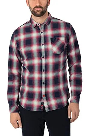 Timezone Herren Effect Weave Check Shirt Hemd, , L