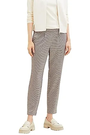 TOM TAILOR Damen 1039790 Loose Fit Chino Hose, 24612-camel small Check, 42/28